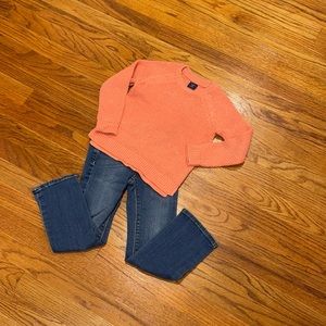 Gap Peach Gold Thread Sweater w/ Genuine Kids Jean Bundle